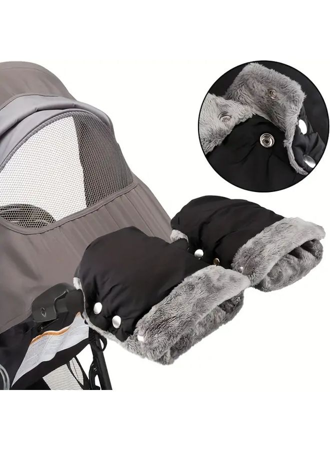 Deep Grey Waterproof Windproof Warm Stroller Gloves For Strollers Bicycles Trailers - Image 1