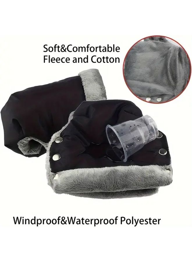 Deep Grey Waterproof Windproof Warm Stroller Gloves For Strollers Bicycles Trailers - Image 3