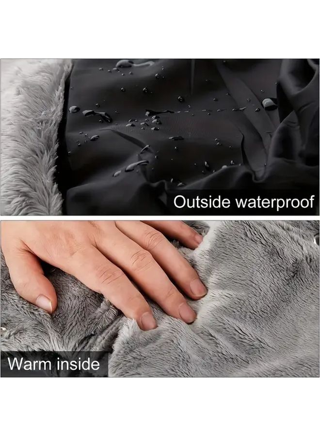 Deep Grey Waterproof Windproof Warm Stroller Gloves For Strollers Bicycles Trailers - Image 4
