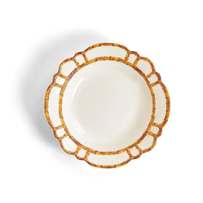 Twos Company Bamboo Touch ServingCenterpiece Bowl with Bamboo Rim Design