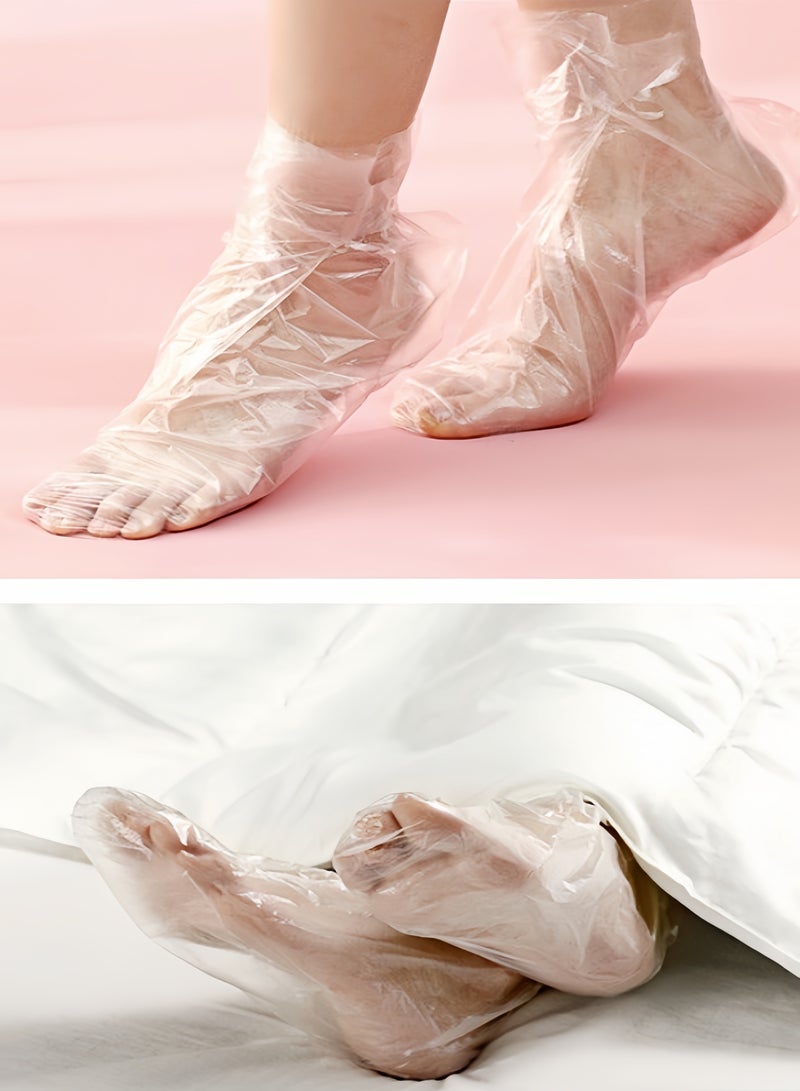 كيفن 100 قطعة من البلاستيك الجوارب التي يمكن التخلص منها مع ملصقات البارافين الشمع بطانات حمام القدمين أقدام الأقدام تغطي الجوارب الجوارب السبا القدم الأقدام الأقدام - Image 3