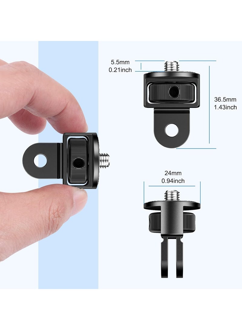 VKL Action Camera Tripod Mount Adapter 2PCS/360° Adjustment 1/4-20 Screw Conversion Adapter compatible with GoPro Hero 12/11/10/9 for Insta360 ONE X4/X3/X2/Go 2 other Action Cameras (Black) - Image 2