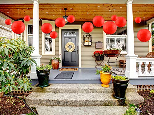 Pelopy 18 Pcs Red Paper Lanterns 4/6/8/12 Inches Chinese Japanese Round Lamp for Paper Lanterns Indoor Wedding Graduation Birthday Party Decorations - Image 5