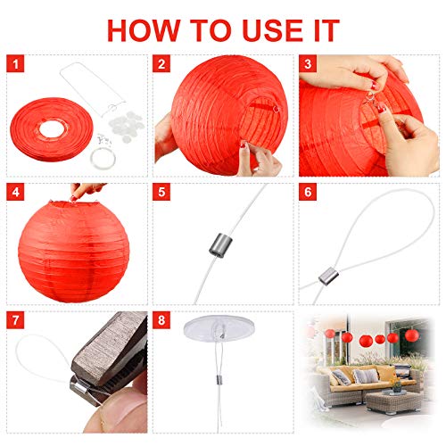 Pelopy 18 Pcs Red Paper Lanterns 4/6/8/12 Inches Chinese Japanese Round Lamp for Paper Lanterns Indoor Wedding Graduation Birthday Party Decorations - Image 4
