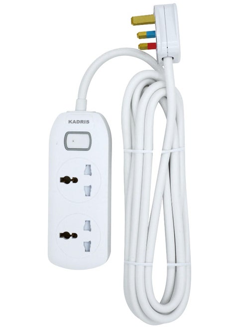 Power Strips NK-200 Extension Cord with 2 way Outlets with switch, Charging Socket with 4 meter Heat resistant  Extension Cord (White) ESMA approved