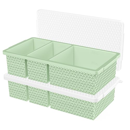 Doasuwish Silicone Freezer Trays with Lid (2-Pack), 1-Cup & 2-Cup Silicone Freezer Molds, Stackable Soup Cubes Freezer Tray with Lid for Portion Control,Food Storage & Meal Prep, Oven & Dishwasher Safe - Image 1