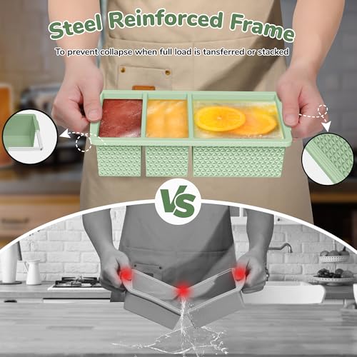 Doasuwish Silicone Freezer Trays with Lid (2-Pack), 1-Cup & 2-Cup Silicone Freezer Molds, Stackable Soup Cubes Freezer Tray with Lid for Portion Control,Food Storage & Meal Prep, Oven & Dishwasher Safe - Image 5