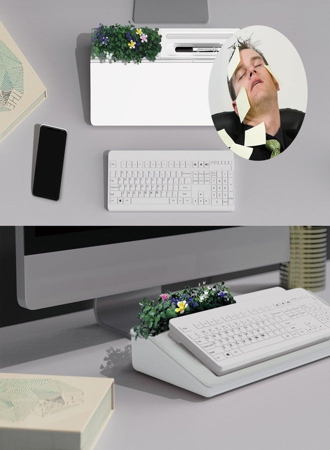 TOWON Glass Small Desktop Whiteboard with Artificial Potted Plant&Nano Incense Stone Aromatic,Dry Erase Board For Desk Notes,Desktop Whiteboard Notepad Dry Erase with Organizer For Home Office Décor - Image 5