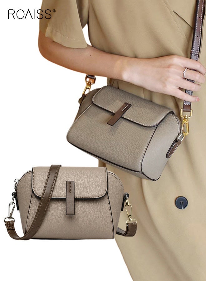 roaiss Women's New Fashion Bags Soft Leather Simple Classic Crossbody Bag Double Layer Compartment Magnetic Closure Handbag Shell Bag  - Image 2
