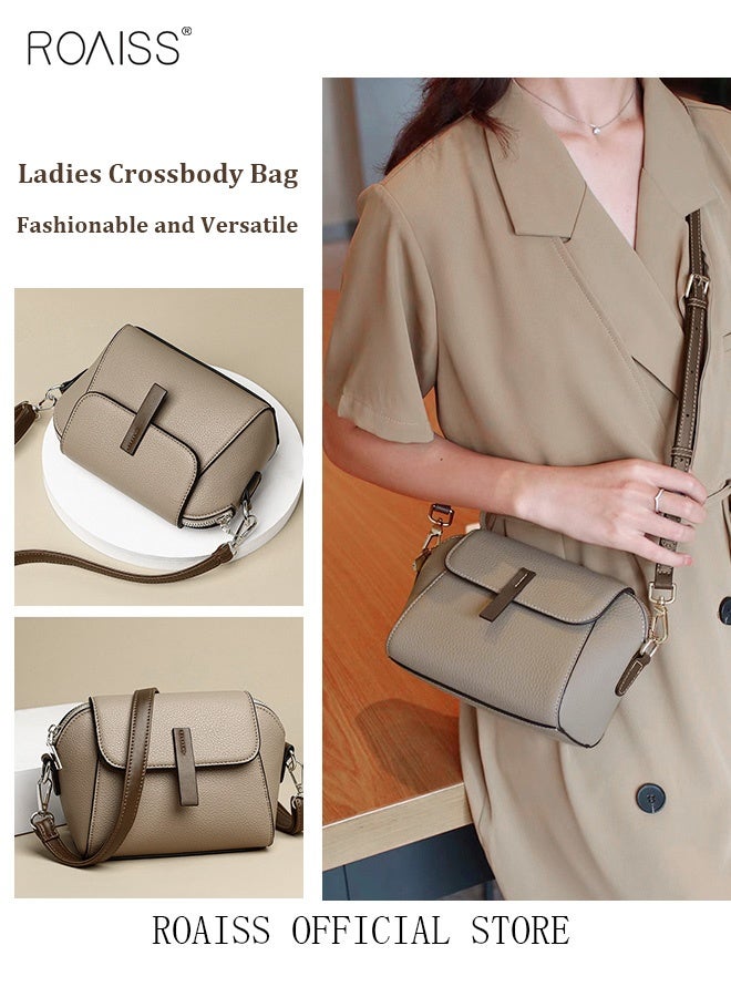 roaiss Women's New Fashion Bags Soft Leather Simple Classic Crossbody Bag Double Layer Compartment Magnetic Closure Handbag Shell Bag  - Image 5