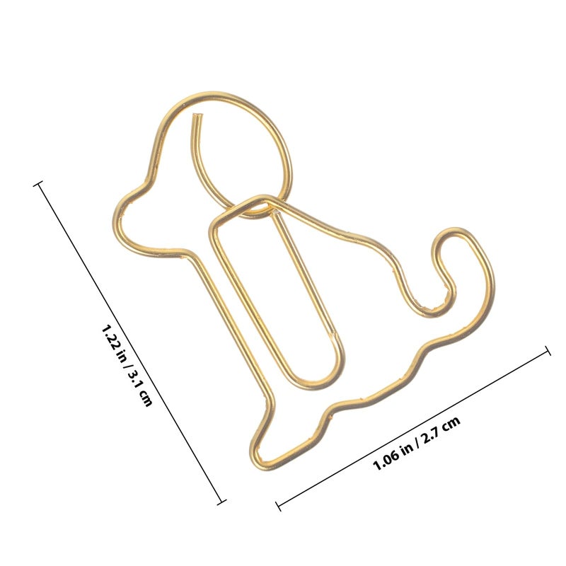 Gold Dog Shaped Paper Clips 50pcs Metal Decorative Clips For Office School Supplies - Image 3