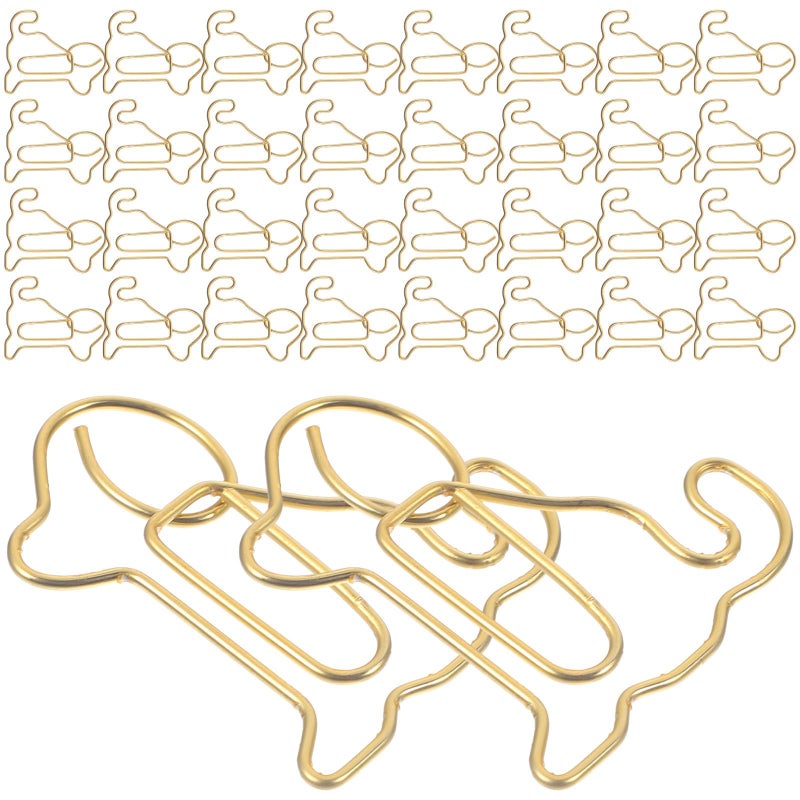 Gold Dog Shaped Paper Clips 50pcs Metal Decorative Clips For Office School Supplies - Image 2