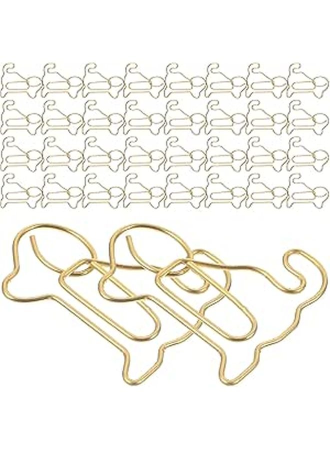 Gold Dog Shaped Paper Clips 50pcs Metal Decorative Clips For Office School Supplies - Image 1