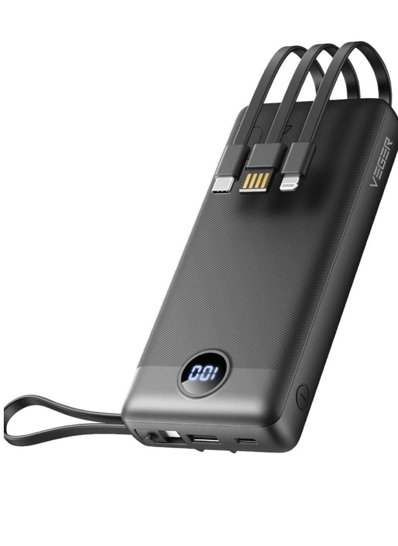 VEGER VEGER Portable Charger with Built in Cables 20000mAh LED Display Li-Polymer with Built-in 4 Cables VP-2059  - Image 1