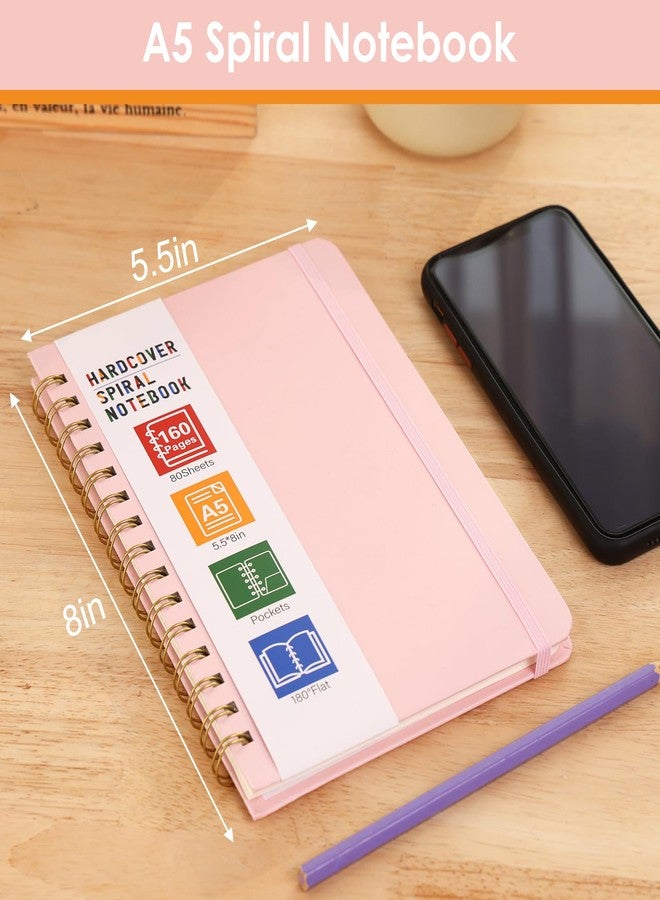 LABUK Hardcover Spiral Notebook for Women, A5 Lined Pink Journaling Notebooks for Work, 5.5 x 8in 160Pages Spiral Journal for Writing - Image 2