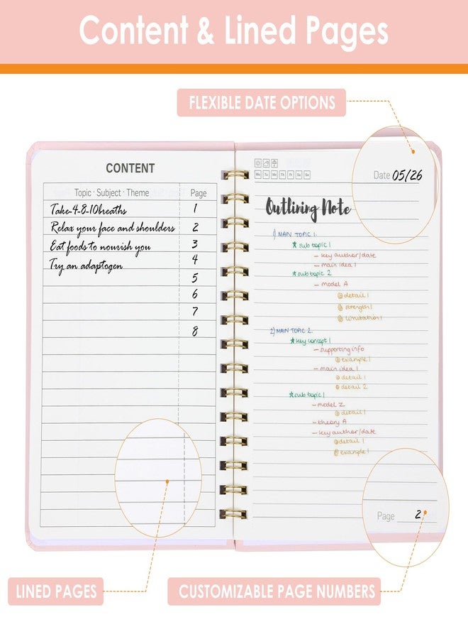LABUK Hardcover Spiral Notebook for Women, A5 Lined Pink Journaling Notebooks for Work, 5.5 x 8in 160Pages Spiral Journal for Writing - Image 5
