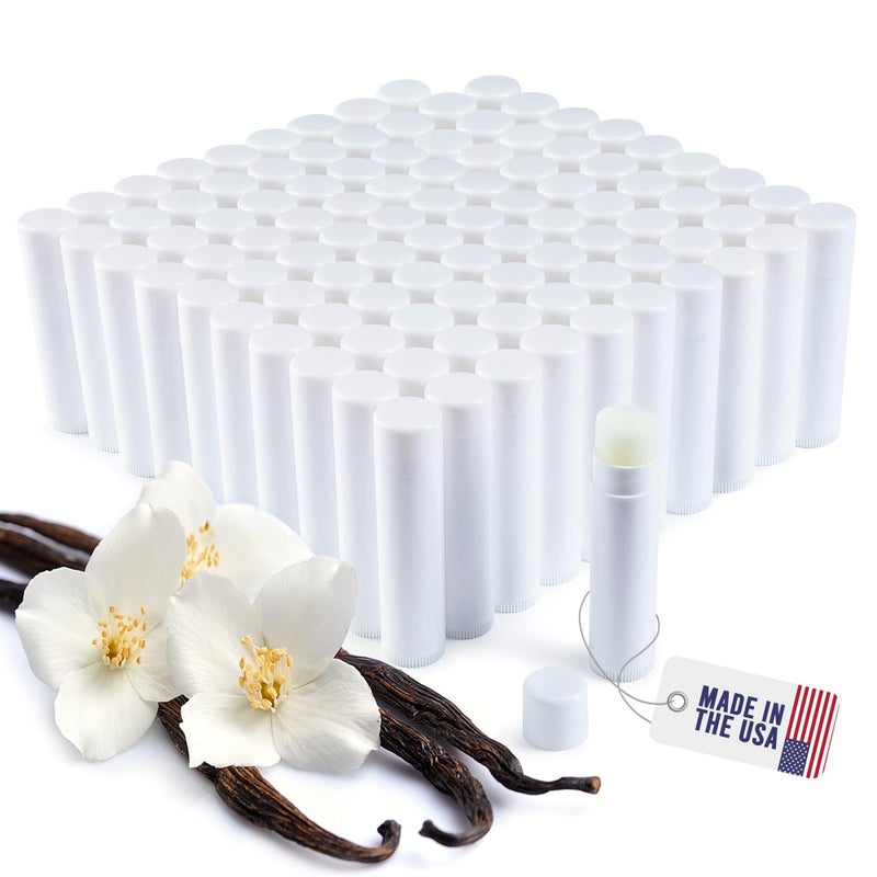 Bella Donna Lip Balm Bulk Unlabeled  Made in USA Bulk Chapstick  Natural Ingredients Vitamin E Shea Butter  Custom Chapstick Bulk For Party  Wedding Favors 100 Count Vanilla