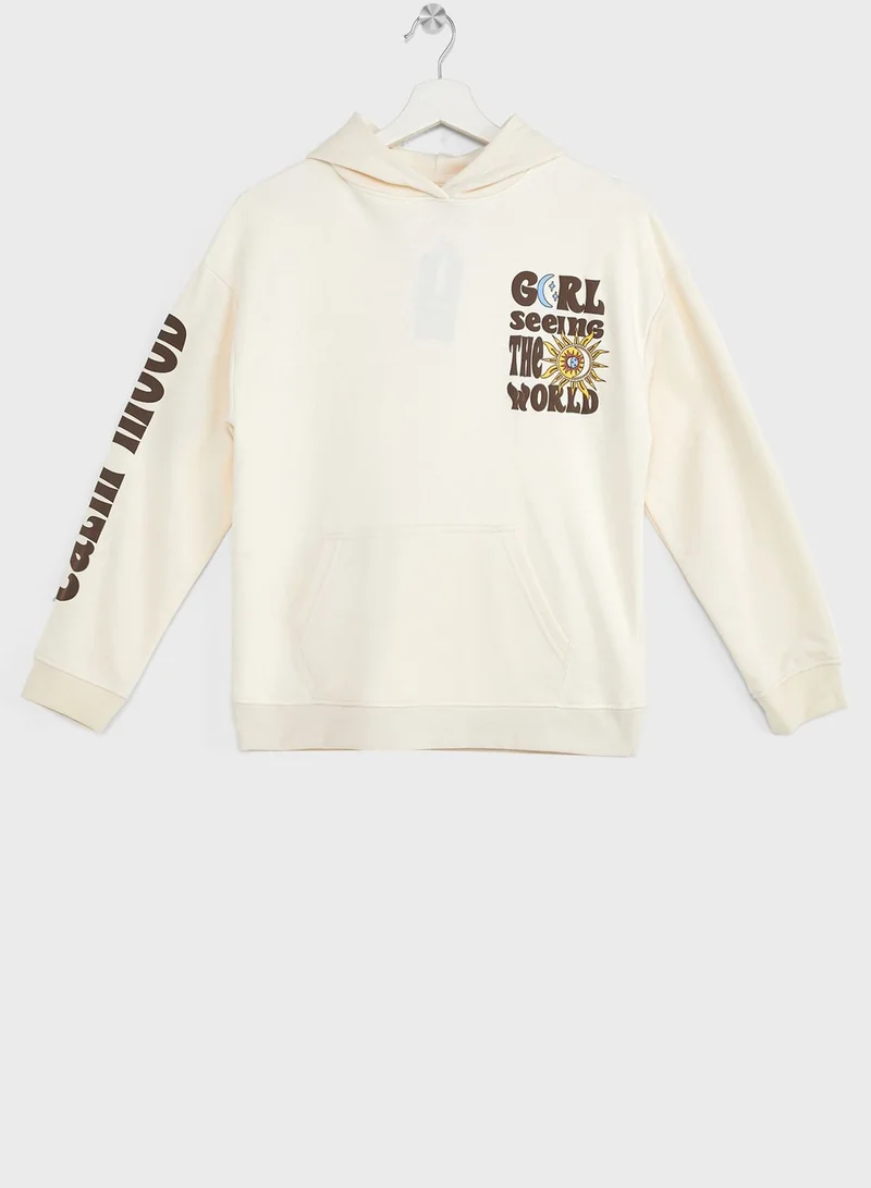 Ripples Girls Slogan Printing Hoodie With Pocket