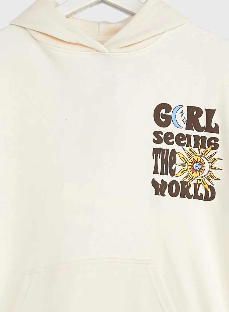 Ripples Girls Slogan Printing Hoodie With Pocket
