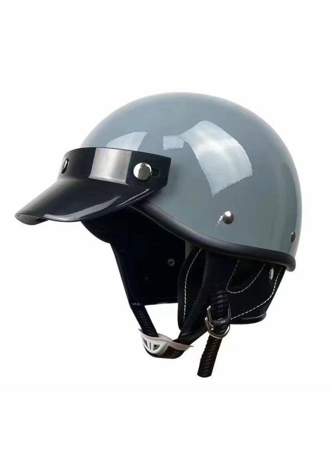 Cement Ash Internet Celebrity Lady Retro Helmet Half Helmet Electric Car Hat Motorcycle Helmet Stylish Men And Women All Year Round Dot