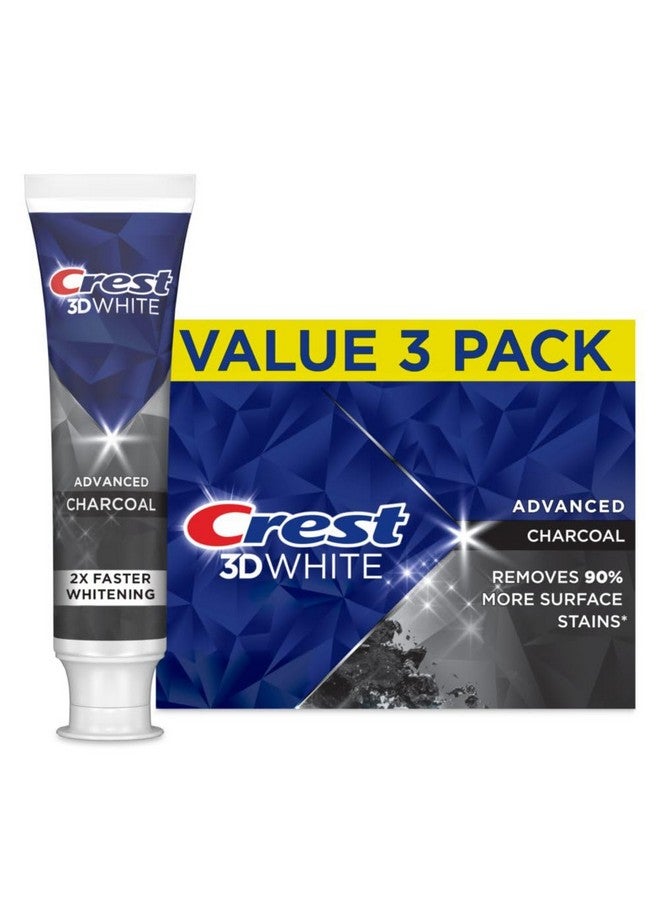 كرست معجون أسنان كريست ثري دي وايت المتطور لتبييض الأسنان بالفحم مع الفلورايد، 3.3 أونصة، عبوة من 3 قطع - Image 1