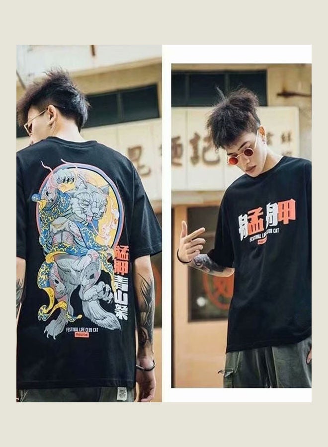 NIBEMINENT Cartoon Printed T-Shirt Black/Yellow/Grey  - Image 5