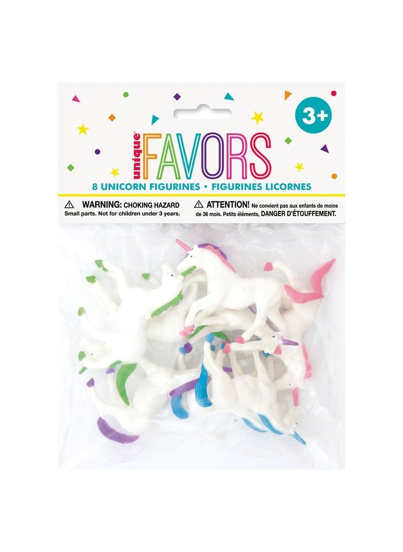 Unique Unicorn Toys White Plastic 4.5x7.5cm 8-Pack - Image 1
