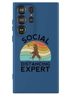 Protective Slim Fit Case Liquid Silicone Cover with Full Body Protection Anti-Scratch Shockproof Case For Samsung Galaxy S24 Ultra (Blue) - Social Distancing expert black