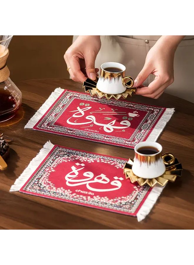النوع ب سوبر ماص سجاد الشراب الأحمر الذهبي للخط العربي قابل للغسل في الغسالة - Image 1