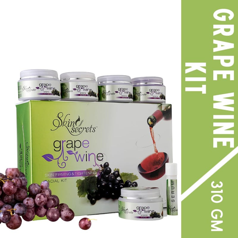 Skin Secrets Grape Wine Facial Kit with Grapeseed Extract to Prevent Premature Ageing 310gm Pack Of 6 - Image 2