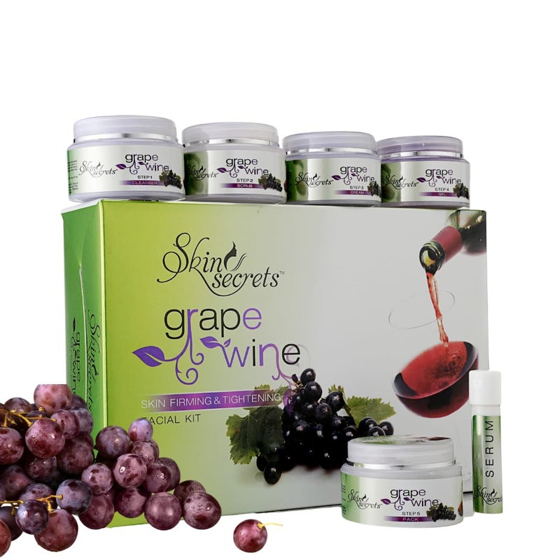 Skin Secrets Grape Wine Facial Kit with Grapeseed Extract to Prevent Premature Ageing 310gm Pack Of 6 - Image 1
