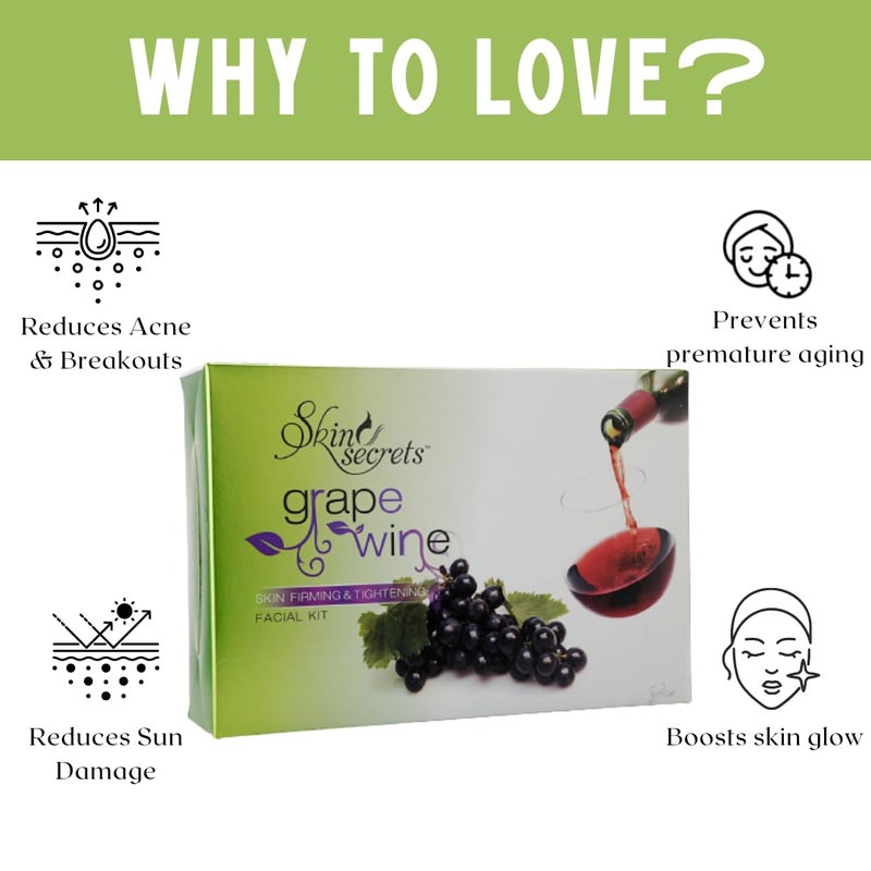 Skin Secrets Grape Wine Facial Kit with Grapeseed Extract to Prevent Premature Ageing 310gm Pack Of 6 - Image 3