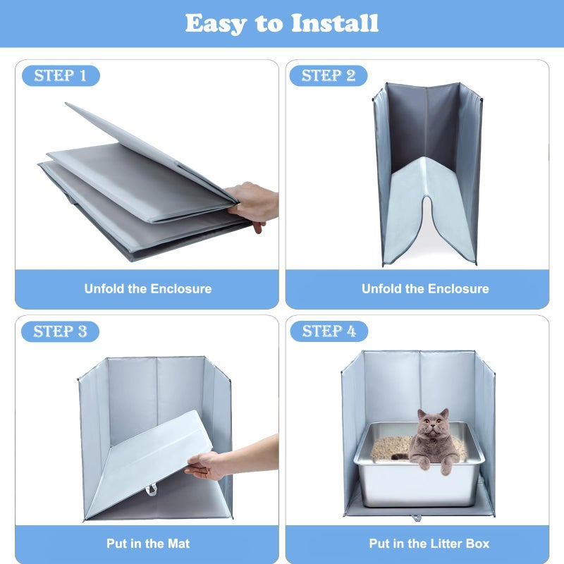 THINMUHAND Cat Litter Box Enclosure with Splash Guard & Anti-Leak Design â€“ Large Litter Pan Shield, Cat Litter Mat Removable & Easy-Clean Surfaces (Size : 24"LÃ—17.5"WÃ—16"H) - Image 4