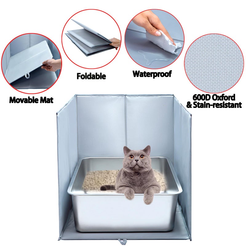 THINMUHAND Cat Litter Box Enclosure with Splash Guard & Anti-Leak Design â€“ Large Litter Pan Shield, Cat Litter Mat Removable & Easy-Clean Surfaces (Size : 24"LÃ—17.5"WÃ—16"H) - Image 3