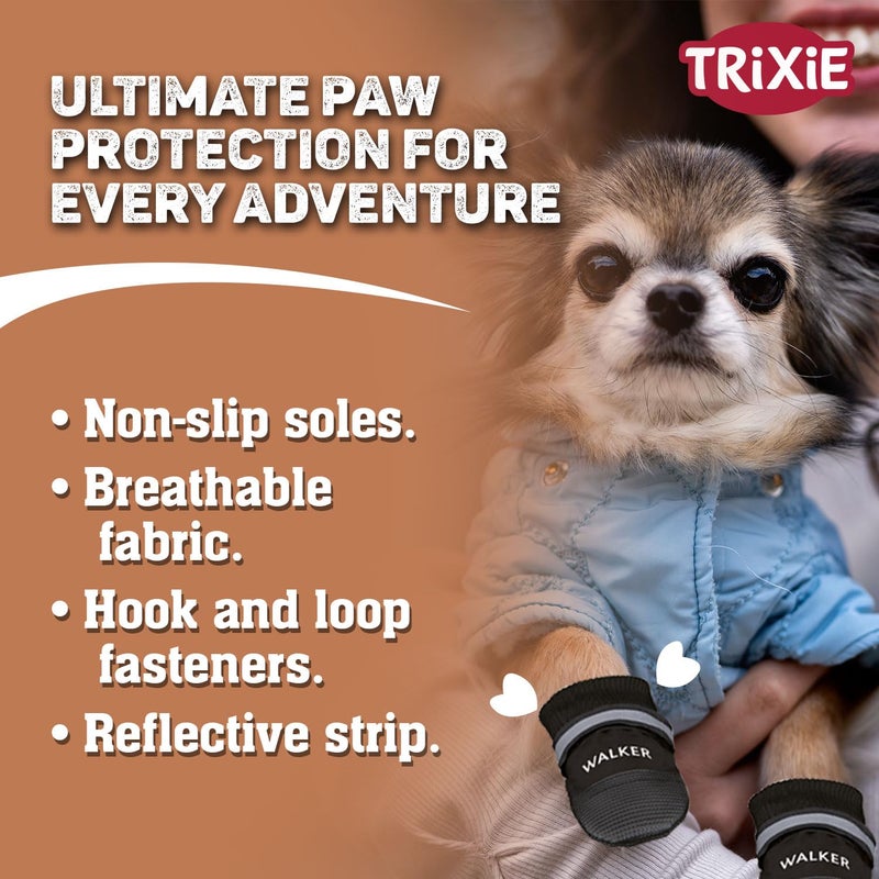 Trixie Walker Care Comfort Protective Boots for Dogs, Walking Shoes, Paw Protector for Dogs, Supports Paw Healing, Hook and Loop Fasteners, Black, 4pcs (XS) - Image 5
