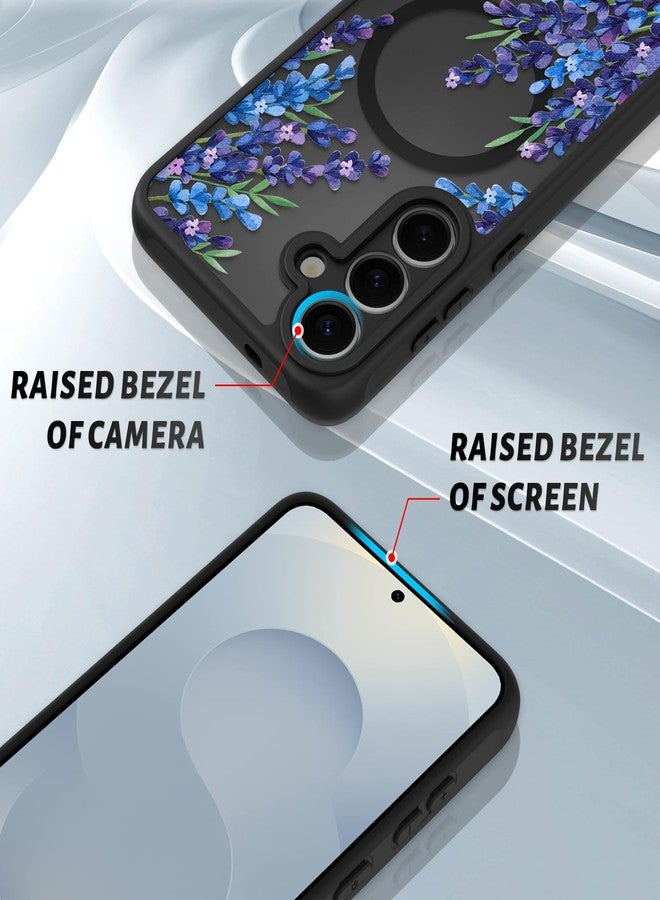 أو أو كيه جراب OOK لهاتف سامسونج جالاكسي S25 بلس 6.7 بوصة (متوافق مع الشحن اللاسلكي) غطاء هاتف شفاف بلون بنفسجي مزين بالزهور واللافندر، مصنوع من مادة TPU ناعمة + مادة PC صلبة، مقاوم للخدوش والصدمات، مزود بمغناطيس، مناسب للنساء - Image 3