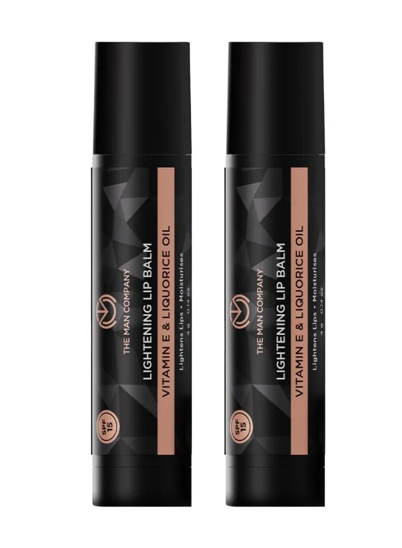 The Man Company Lightening Lip Balm for Dry, Chapped, Dark and Smoky Lips - Pack of 2 | Moisturizes, Nourishes & Soften Lips with the power of Vitamin E, Coconut & Olive Oil