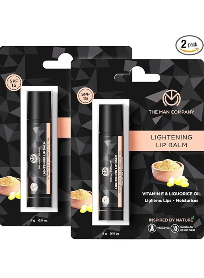 The Man Company  Lightening Lip Balm for Dry, Chapped, Dark and Smoky Lips - Pack of 2 | Moisturizes, Nourishes & Soften Lips with the power of Vitamin E, Coconut & Olive Oil  | Best Price UAE
