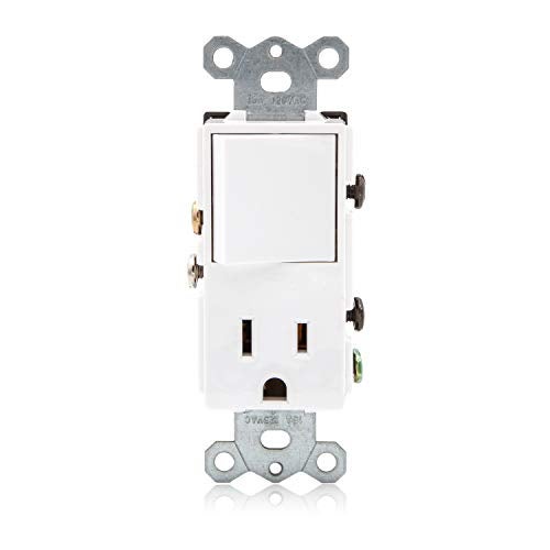 Maxxima Combination Rocker Light Switch and Outlet - Single Pole White Decor Combo Style Receptacle, Wall Plates Included, UL Listed, 15A / 120V AC - 2 Pack - Image 3