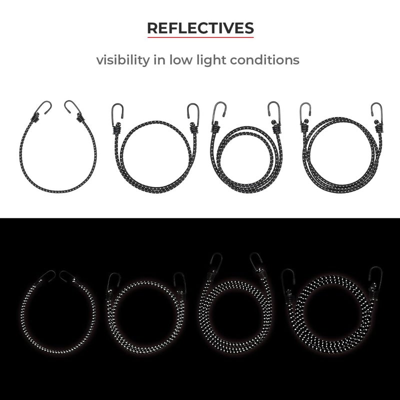 ViaTerra Reflective Bungee Cord for Bike Luggage with Hooks Durable Bike Rope and Luggage Tie Down Perfect Bungee Cord and Luggage Rope for Bikers 4 Ft - Image 4