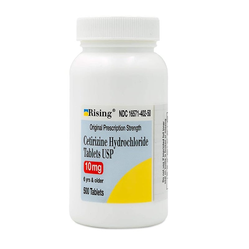 Rising Pharma Cetirizine HCL 10 mg Antihistamine Seasonal Allergy Tablets 500 Tablets