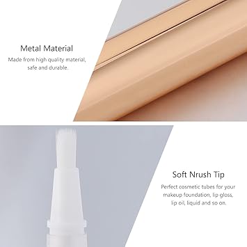 Lurrose 5pcs 3ml Empty Nail Oil Twist Pen Bright Gold Nail Polish Pens Disposable Cosmetic Container Lip Gloss Brush Eyelash Growth Liquid Tube for Women Girls - Image 2