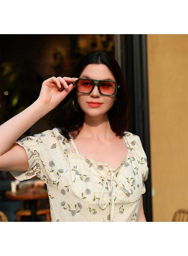 فيسيدي نظارة شمسية افياتور كلاسيكية مربعة الشكل بنمط السبعينيات للنساء والرجال باطار كلاسيكي انيق للحماية من الاشعة فوق البنفسجية - Image 3