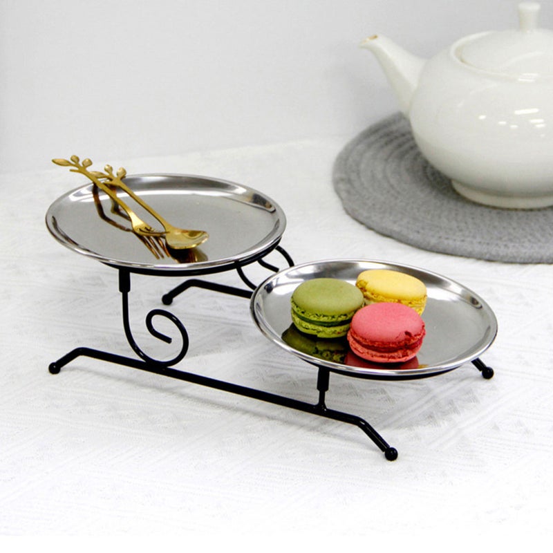 2 pcs Double-layer Cake Stand Detachable Cake Tray Fruit Stand Dessert Tray - Image 4