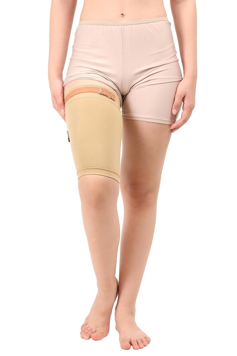 Dermapress Medical Compression Thigh Support Sleeve || MODERATE COMPRESSION || COTTON FABRIC || Groin Support Sleeve || Hamstring Compression Sleeve || Burn recovery || (Large, Beige) - Image 5