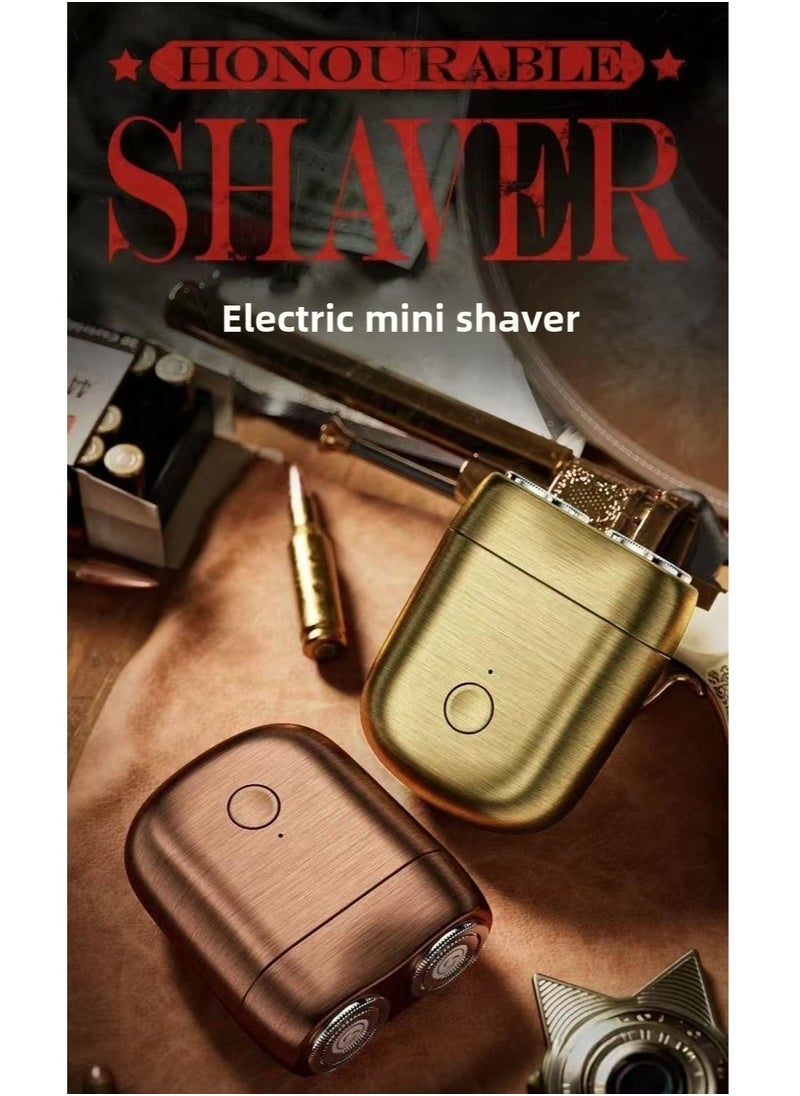 DC-ITECH - Electric Mini Shaver for Men Stylish Razor Dual Head Portable Traveling Washable Shaver Gold - Image 1