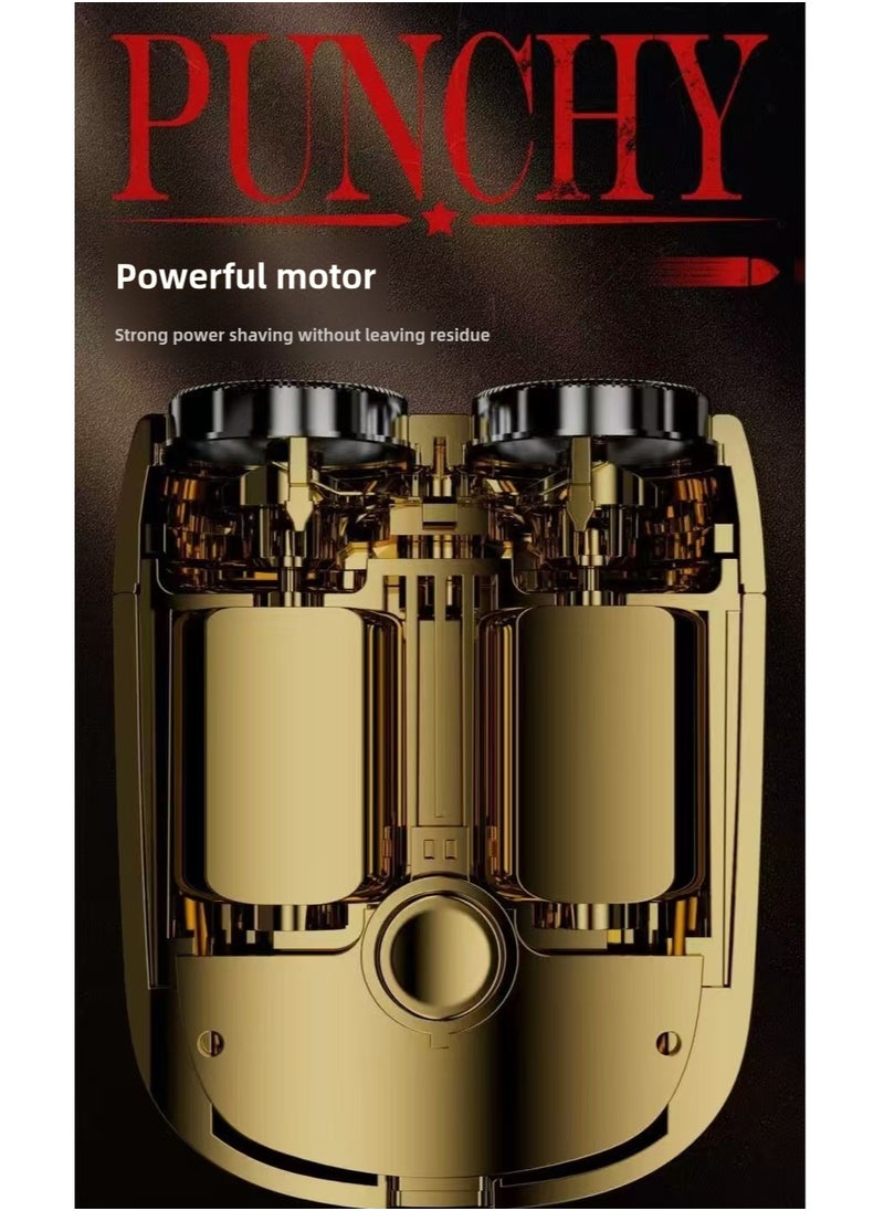 DC-ITECH - Electric Mini Shaver for Men Stylish Razor Dual Head Portable Traveling Washable Shaver Gold - Image 1
