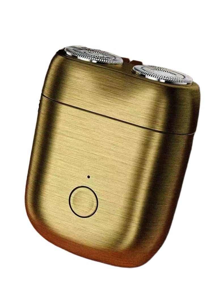 DC-ITECH - Electric Mini Shaver for Men Stylish Razor Dual Head Portable Traveling Washable Shaver Gold - Image 1
