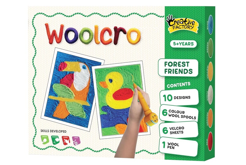 ZEPHYR Creative Factory Woolcro - Forest Friends, Art and Craft kit for Girls 5+, Yarn Craft, DIY kit, Travel Toys - Image 1
