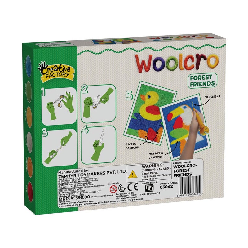 ZEPHYR Creative Factory Woolcro - Forest Friends, Art and Craft kit for Girls 5+, Yarn Craft, DIY kit, Travel Toys - Image 2